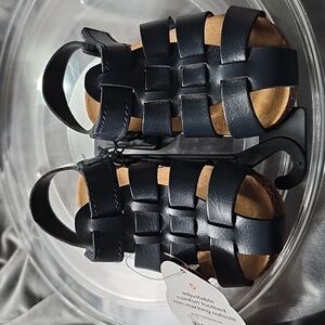 I Children's Black Leather Sandals